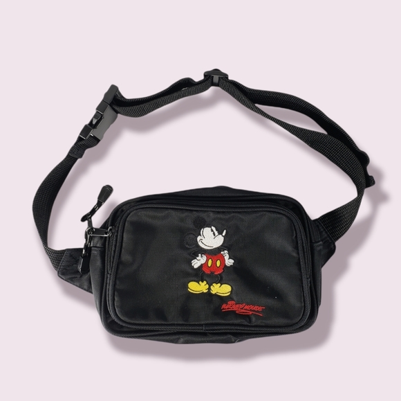 Disney Handbags - Mickey Mouse Disney Land Hip Waist Pack Black Vintage Bag.